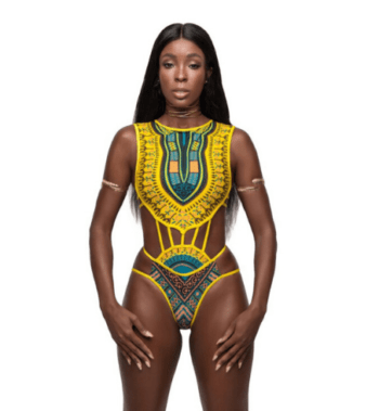 High waist swimsuit with African design.