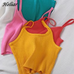 HELIAR Women Tops Knitting Camisoles Female Solid Camis Street Camisole Ladies Camis With Straps Spaghetti Crop Tops Women