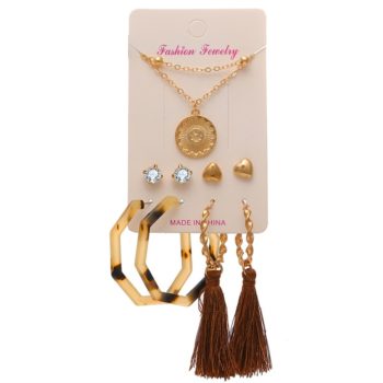 EN 12 Pairs Flower Women'S Earrings Set Pearl Crystal Stud Earrings Boho Geometric Tassel Earrings For Women Jewelry Gift