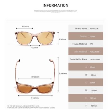 AEVOGUE Polarized Sunglasses Women Popupar Transparent Frame Cat Eye Sun Glasses Vintage Oculos Ladies UV400 AE0654