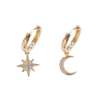 Classic Geometric Women Dangle Earrings Asymmetric Earrings Of Star And Moon Female Korean Jewelry