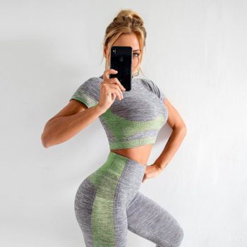 Seamless Women Yoga Set Long Sleeve Top High Waist Sport Leggings Gym Clothes Sport Suit short Gym Suit Fitness Sets for Women