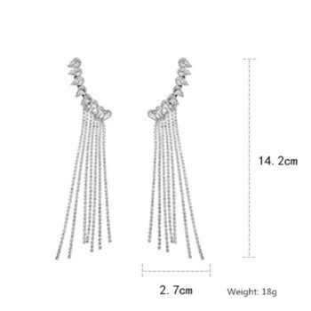 FYUAN Fashion Long Tassel Full Rhinestone Drop Earrings for Women Bijoux Shiny Water Drop Crystal Dangle Earrings