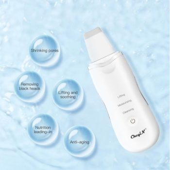 Ultrasonic Nano Ion Skin Scrubber Cleaner Face Lifting Peeling Extractor Deep Cleaning Beauty Device + Facial Steamer Sprayer 44