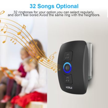KERUI M525 Home Security Welcome Wireless Doorbell Smart Chimes Doorbell Alarm LED light 32 Songs with Waterproof Touch Button