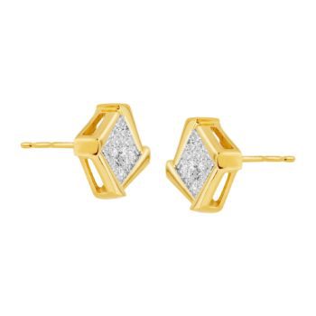 Framed Square Stud Earrings with Diamonds in 18K Gold-Plated Bronze