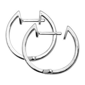 Hoop Earrings with Black Diamonds in Silver-Plated Brass