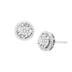 1/4 ct Diamond Halo Stud Earrings in Sterling Silver