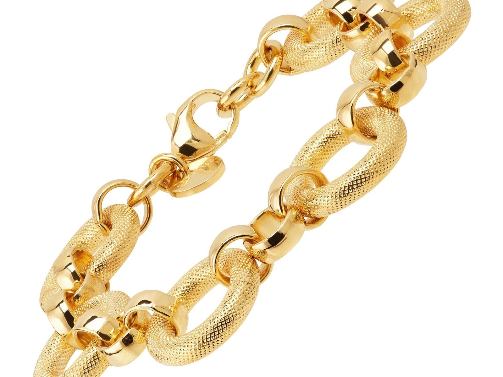 'Italian-made Circle Bracelet in 18K Gold-Plated Bronze, 8"