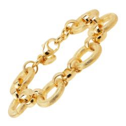 'Italian-made Circle Bracelet in 18K Gold-Plated Bronze, 8"
