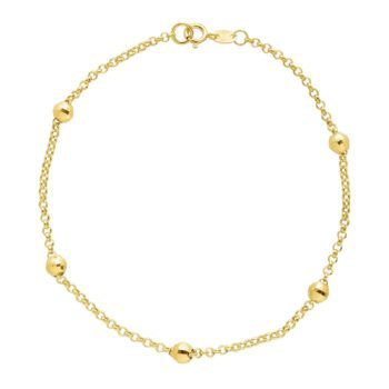 Eternity Gold Beaded Shimmer Rolo Chain Bracelet in 10K Gold