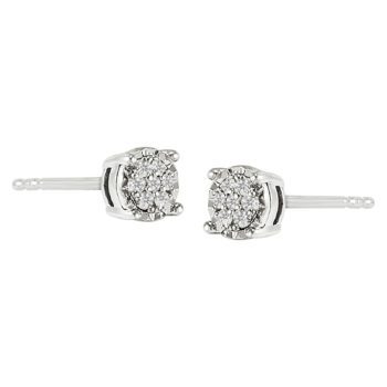 1/10 ct Diamond Halo Stud Earrings in Sterling Silver