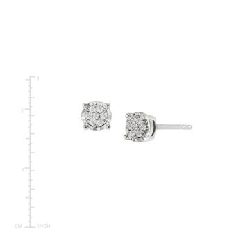 1/10 ct Diamond Halo Stud Earrings in Sterling Silver