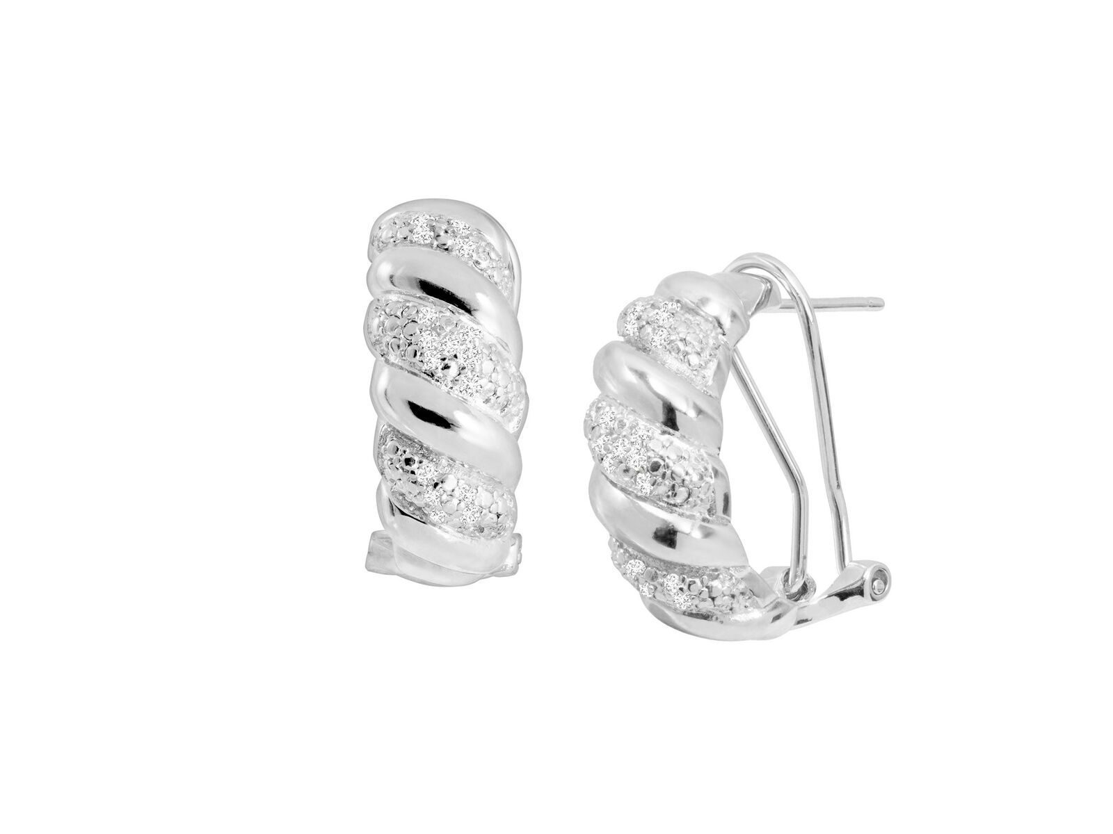 1/4 ct Diamond San Marco Hoop Earrings in Sterling Silver