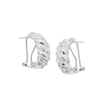 1/4 ct Diamond San Marco Hoop Earrings in Sterling Silver