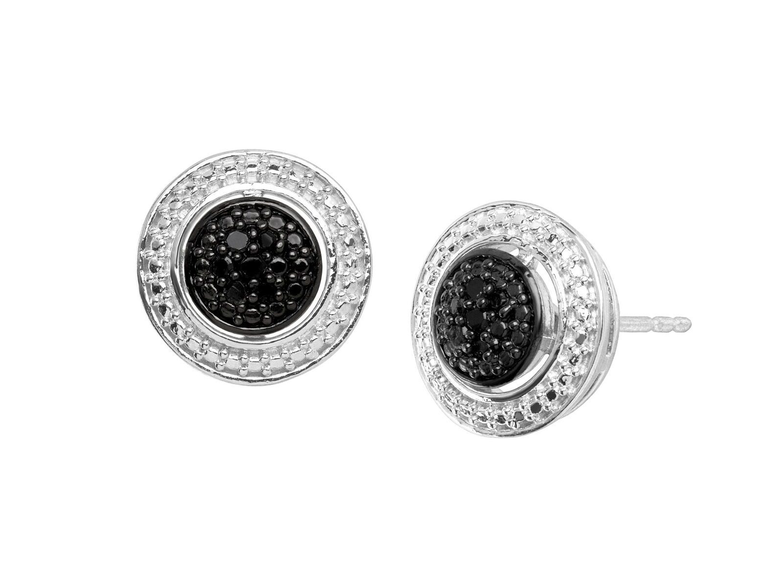 1/10 ct Black Diamond Composite Stud Earrings in Sterling Silver