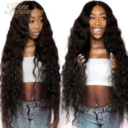FREEWOMAN 42inch Synthetic Lace front Wigs Long Deep Wave Ombre Wigs For Black Women Kanekalon Cosplay Wig Fake Hair Black Brown