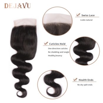 Dejavu Body Wave Bundles With Closure Brazilian Weave With Closure Non-Remy Human Hair Bundles With 4*4 Lace Closure Cabelo
