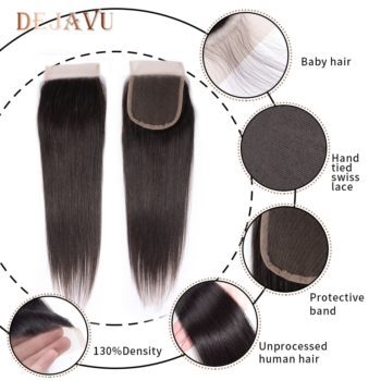 Dejavu Straight Hair Bundles With Closure Peruvian Hair Bundles With Closure Non-Remy Human Hair Bundles Hair Extension Cabelo