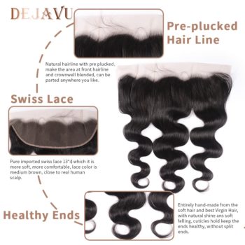 Dejavu Body Wave Bundles With Closure Brazilian Hair Bundles With Frontal Human Hair Frontal With Bundle Non-Remy Hair Extension