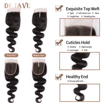 Dejavu Body Wave Bundles With Closure Brazilian Weave With Closure Non-Remy Human Hair Bundles With 4*4 Lace Closure Cabelo