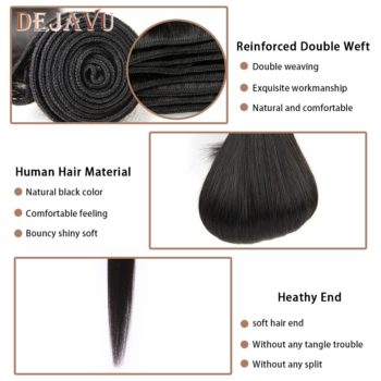 Dejavu Straight Hair Bundles With Closure Peruvian Hair Bundles With Closure Non-Remy Human Hair Bundles Hair Extension Cabelo