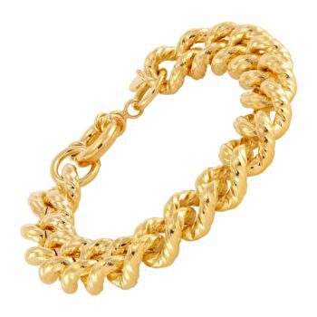 12 mm Twisted Curb Chain Bracelet in 18K Gold-Plated Bronze, 7.75"