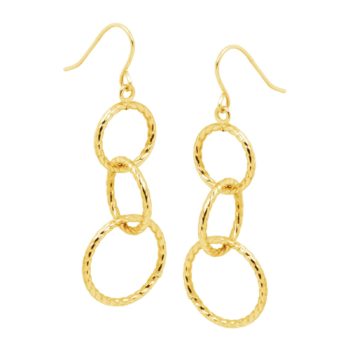 Interlocking Circle Textured Drop Earrings in 14K Gold