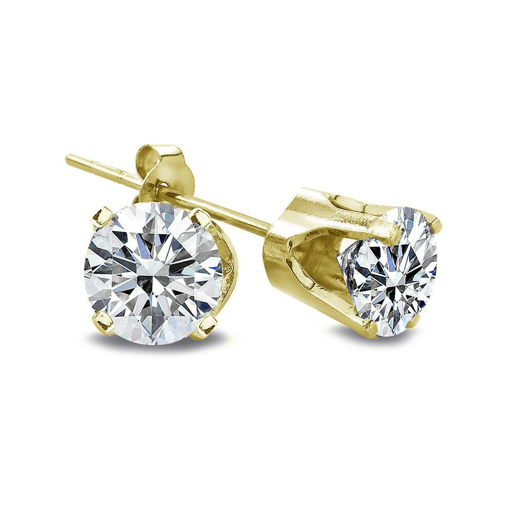 1/4 Ct Round Diamond 14K Yellow Gold Stud Earrings