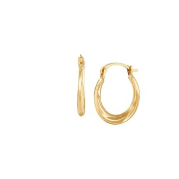 Twisted & Etched Hoop Earrings in 14K Gold