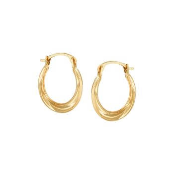 Twisted & Etched Hoop Earrings in 14K Gold