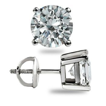 2.50CT ROUND EARRINGS 14K SOLID WHITE GOLD BASKET STUD BRILLIANT SCREW-BACK GIFT