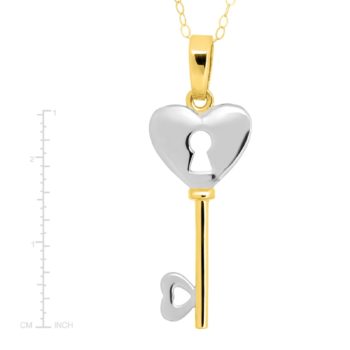 Eternity Gold Heart Lock-and-Key Pendant in 14K Two-Tone Gold