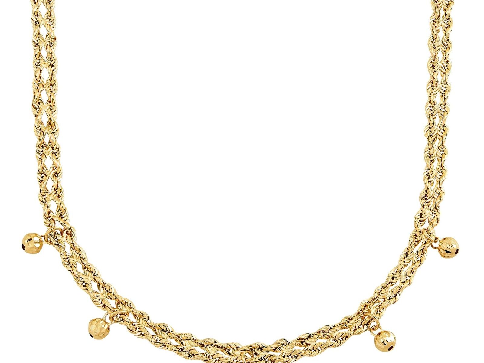 Drop Bead Chain Necklace in 10K Gold, 16"