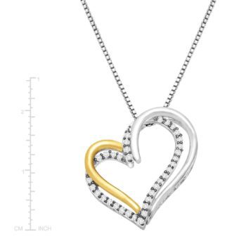 1/4 ct Diamond Open Heart Pendant in Sterling Silver & 14K Gold
