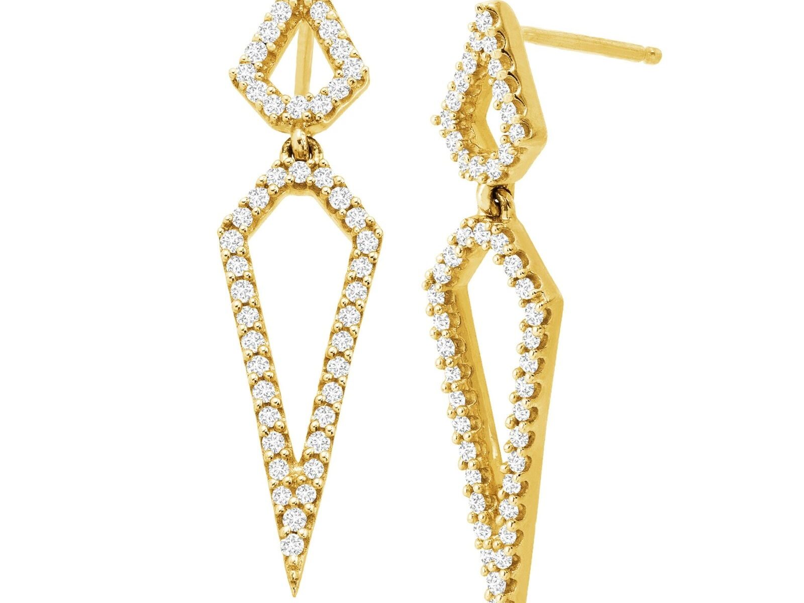 1/3 ct Geometric Diamond Drop Earrings in 10K Gold