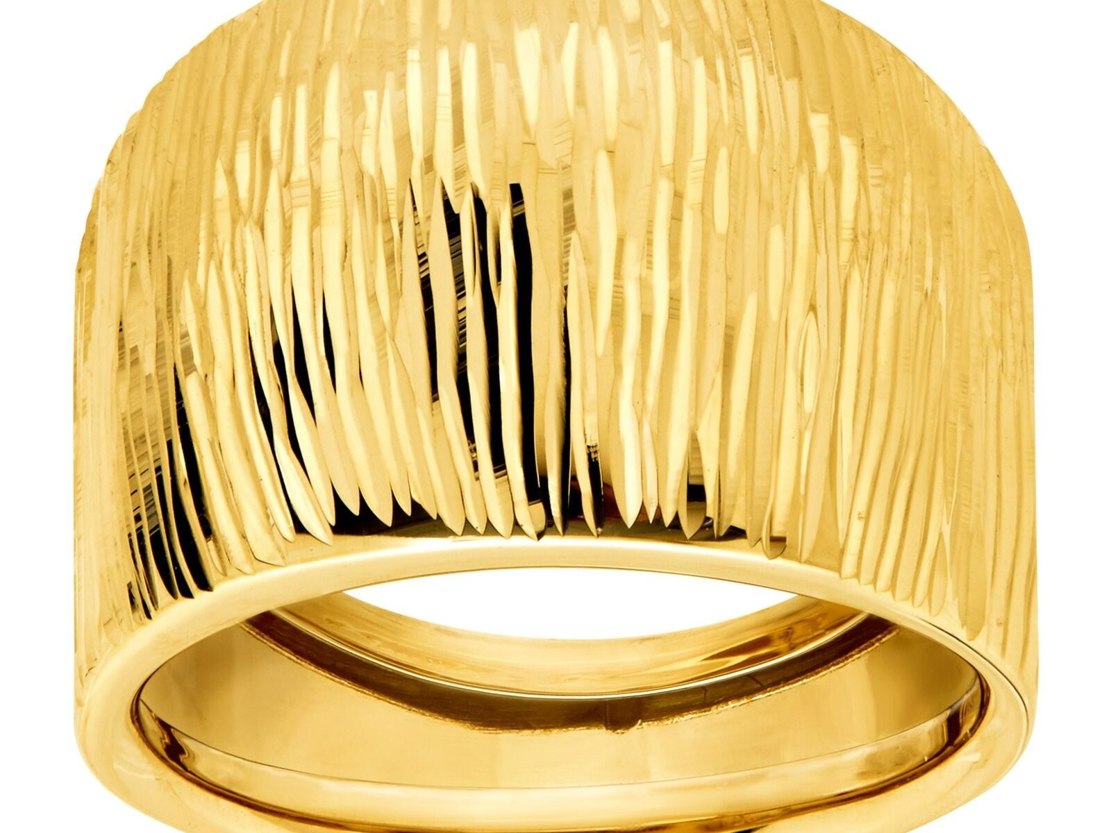 Eternity Gold Ribbed Wide Dome Ring in 14K Gold
