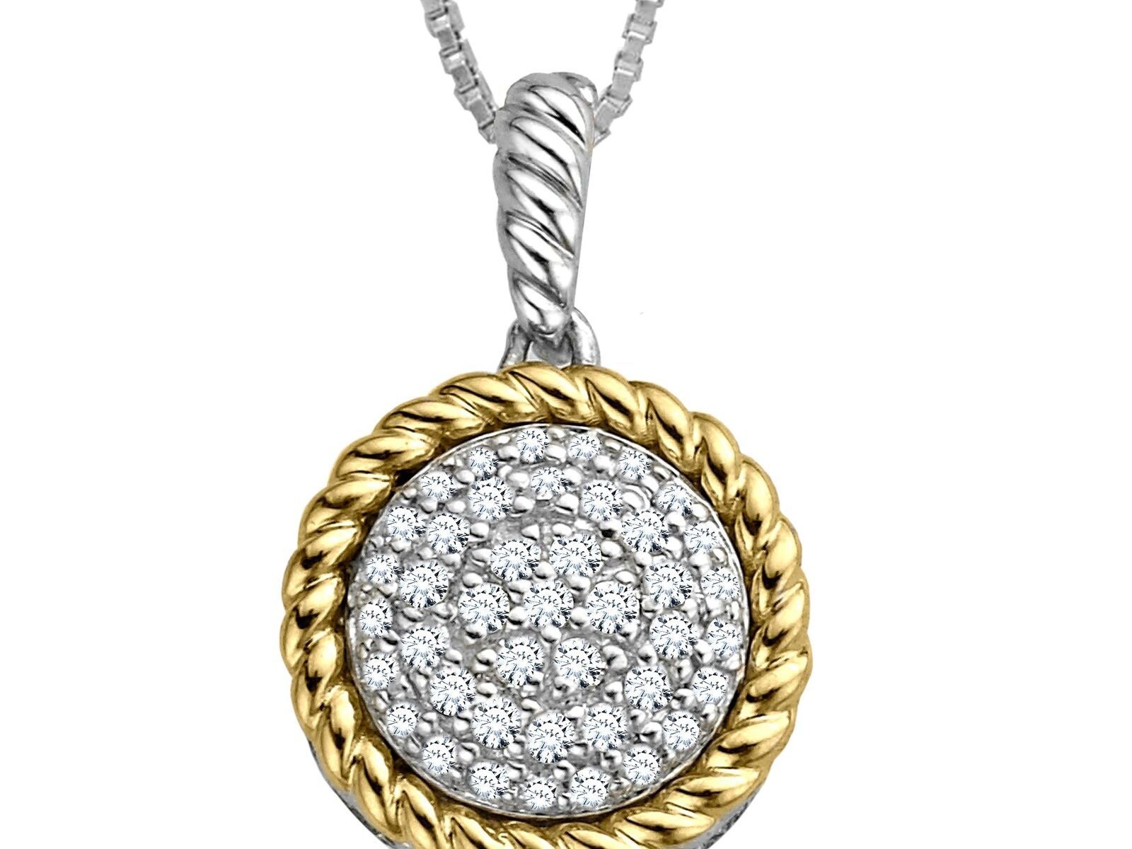 1/5 ct Diamond Pendant in Sterling Silver & 14K Gold