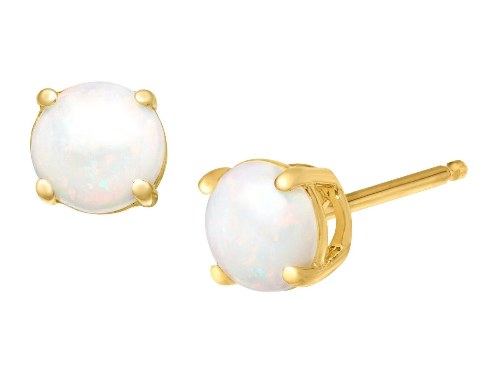 5/8 ct Natural Opal Stud Earrings in 10K Gold