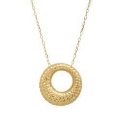 Eternity Gold Puffed Open Circle Pendant in 14K Gold