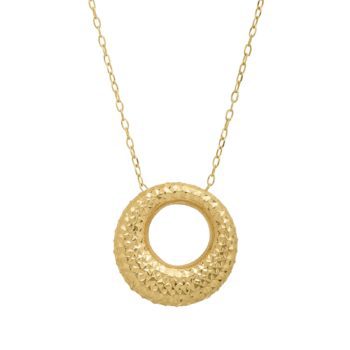 Eternity Gold Puffed Open Circle Pendant in 14K Gold