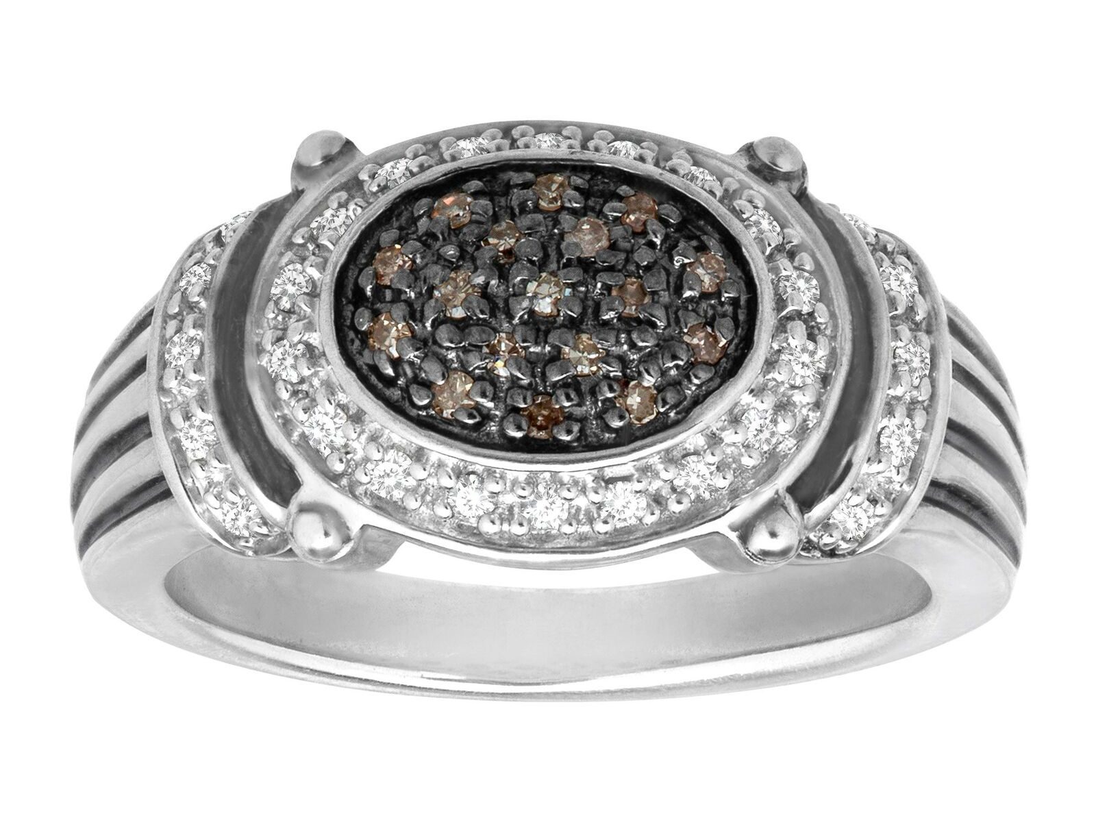 1/5 ct Brown & White Diamond Ring in Sterling Silver