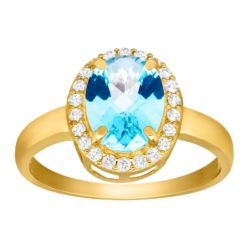 1 3/4 ct Natural Swiss Blue & Natural White Topaz Ring in 10K Gold