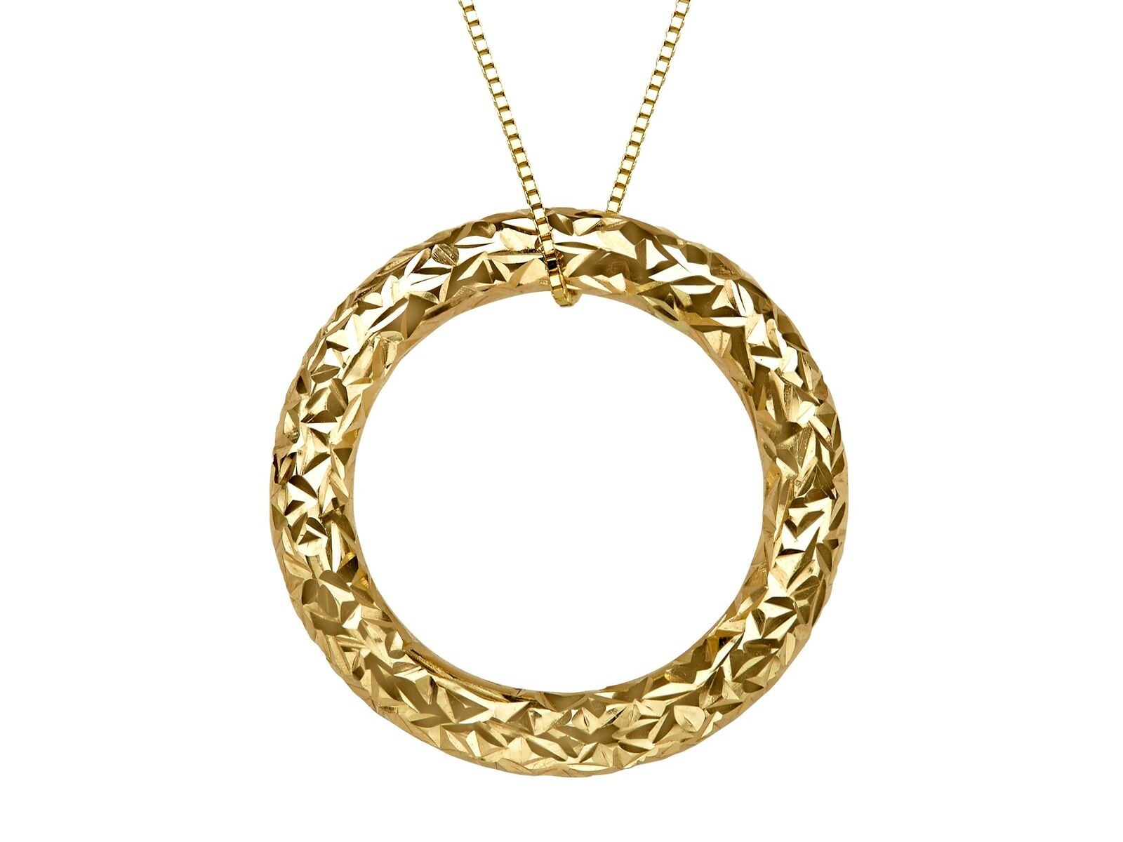 Etched Circle Pendant in 14K Gold