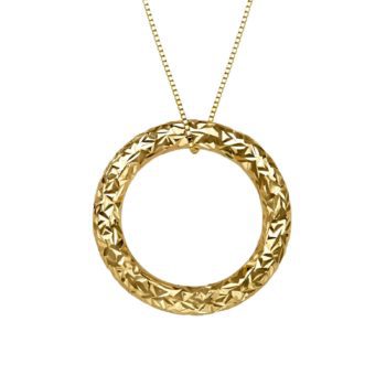 Etched Circle Pendant in 14K Gold