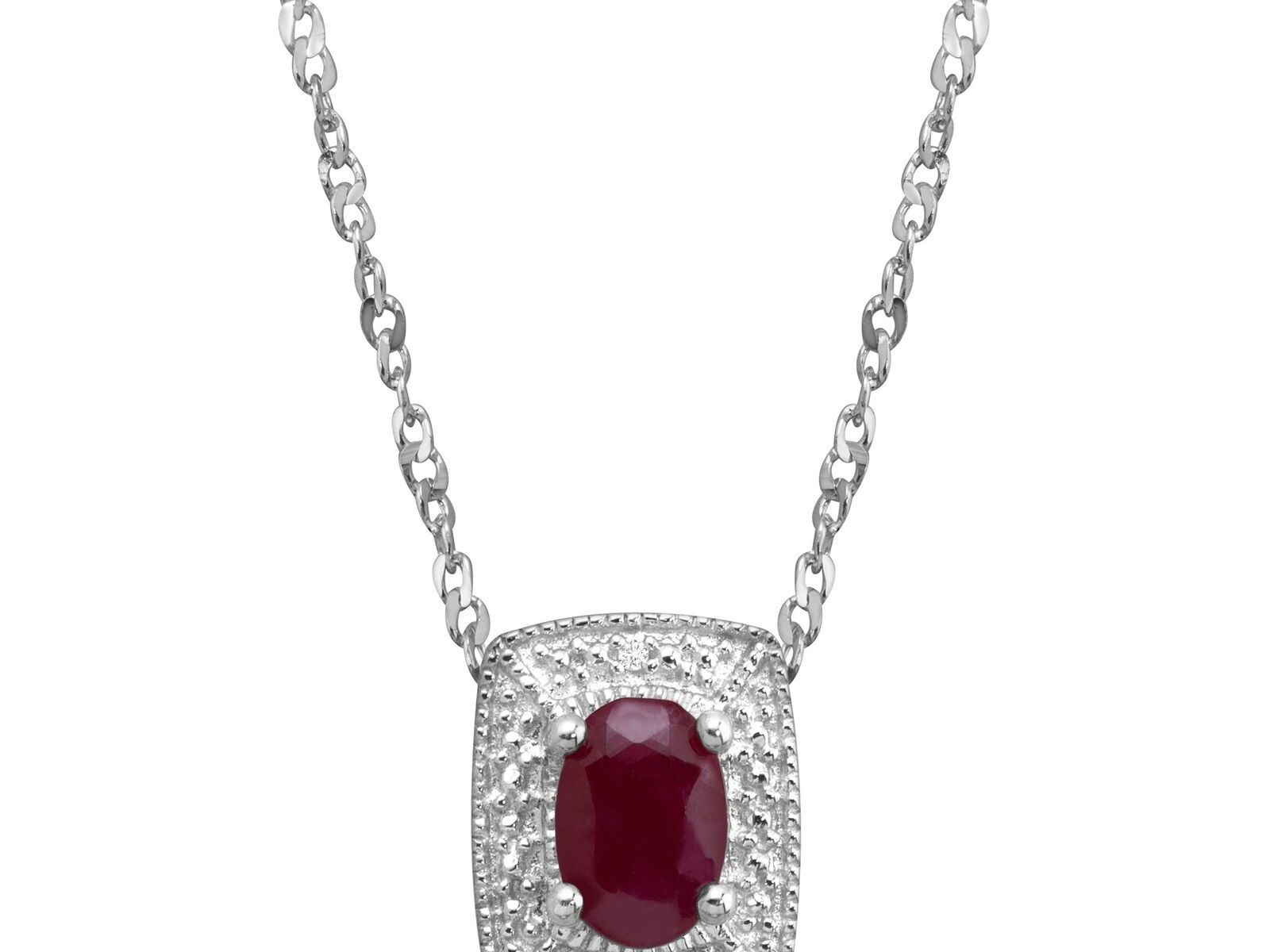5/8 ct Natural Ruby Pendant with Diamonds in Sterling Silver