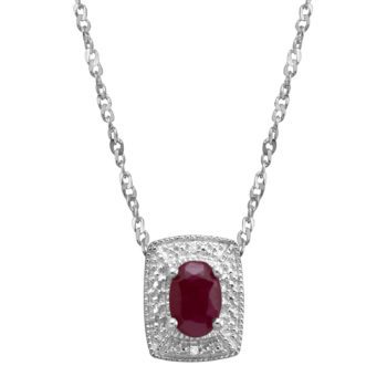 5/8 ct Natural Ruby Pendant with Diamonds in Sterling Silver