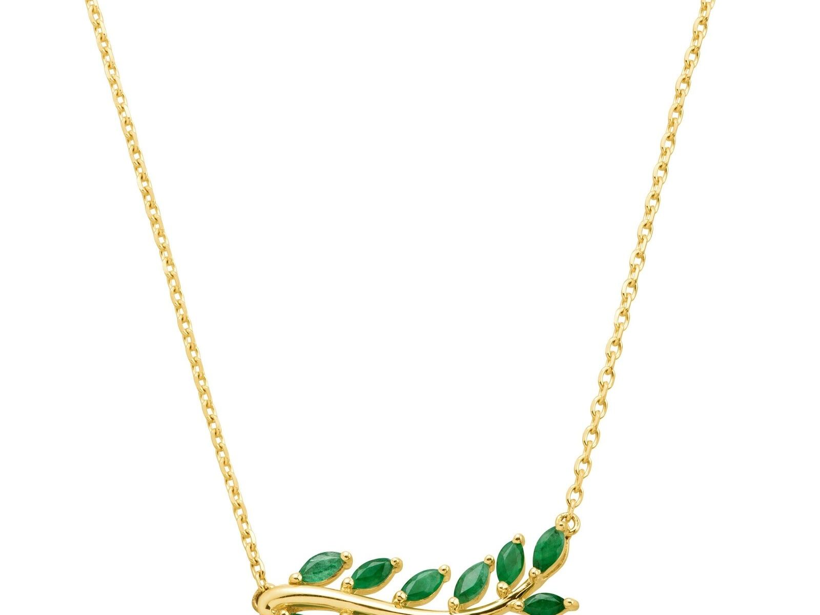 1 ct Natural Emerald Leaf Garland Necklace in 10K Gold