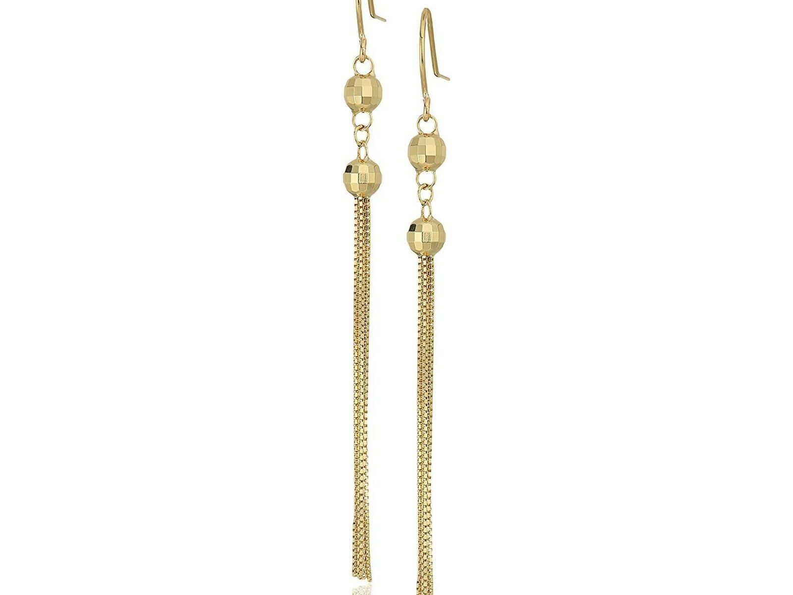 Eternity Gold Beaded Tassle Drop Earrings in 14K Gold