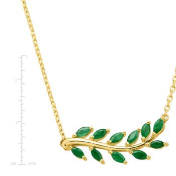 1 ct Natural Emerald Leaf Garland Necklace in 10K Gold